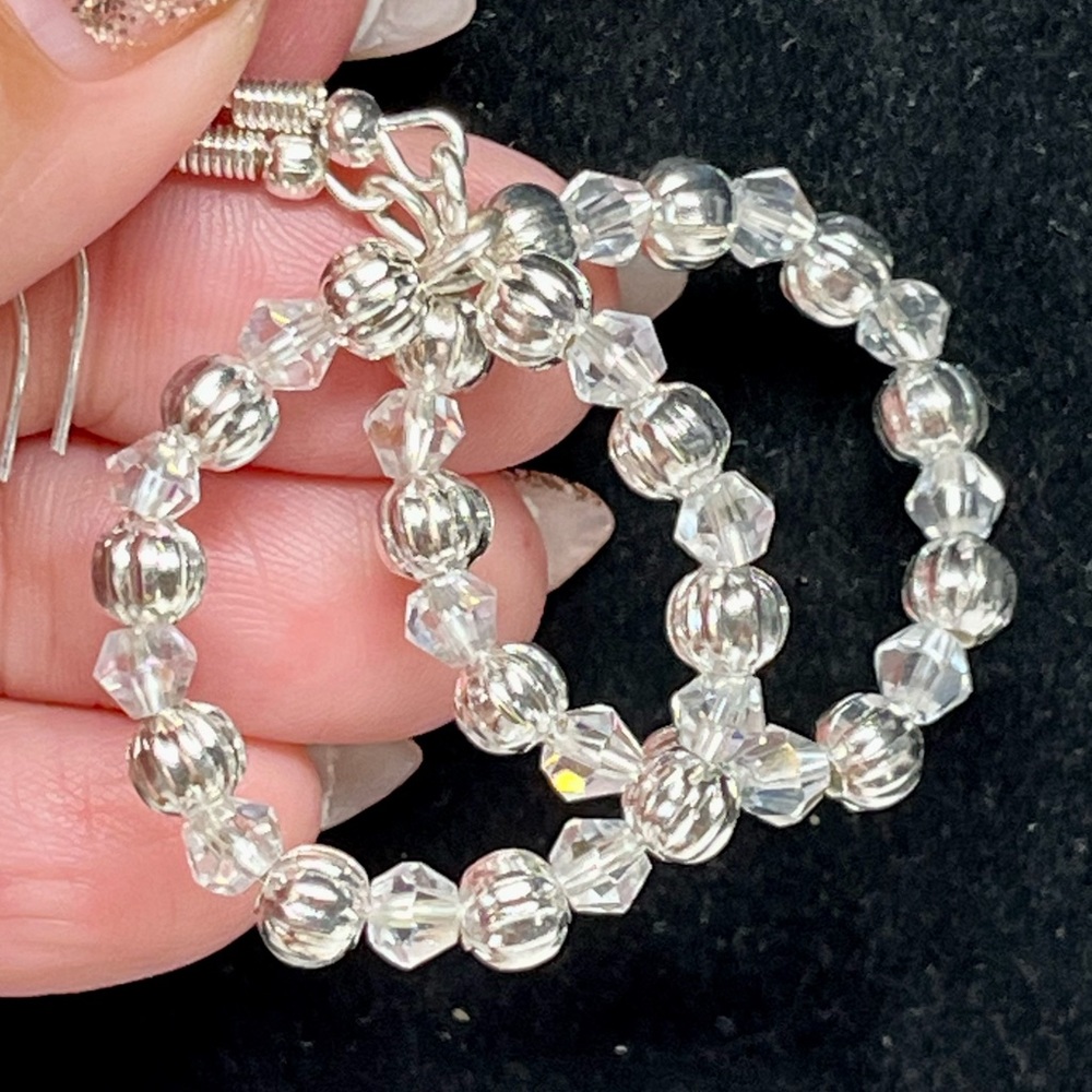 Pretty crystal Swarovski hoop earrings with silver